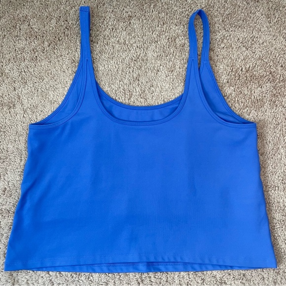 Girlfriend Collective Blue Gemma Scoop Tank Top with Built-In Bra Plus Size XXL - Picture 7 of 15